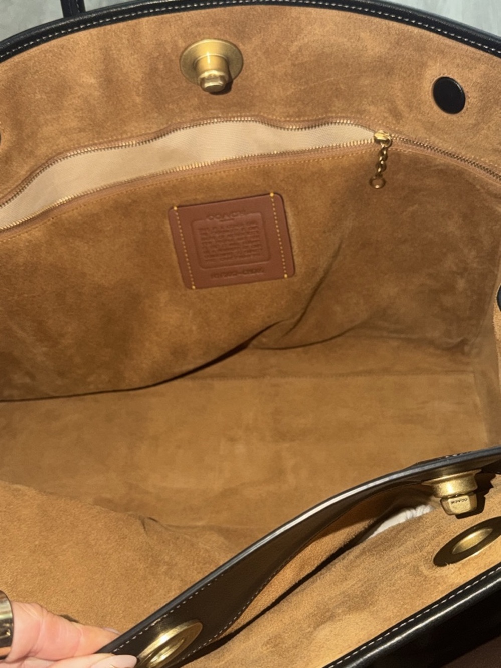 Coach Black Leather Top-Handle Satchel with Gold Hardware - Picture 3 of 5